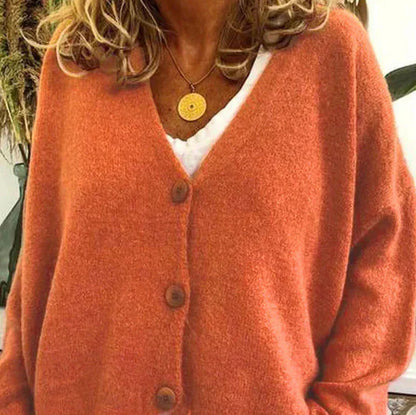 Oversized V-Neck Button-Down Cardigan – Soft Knit Loose Fit