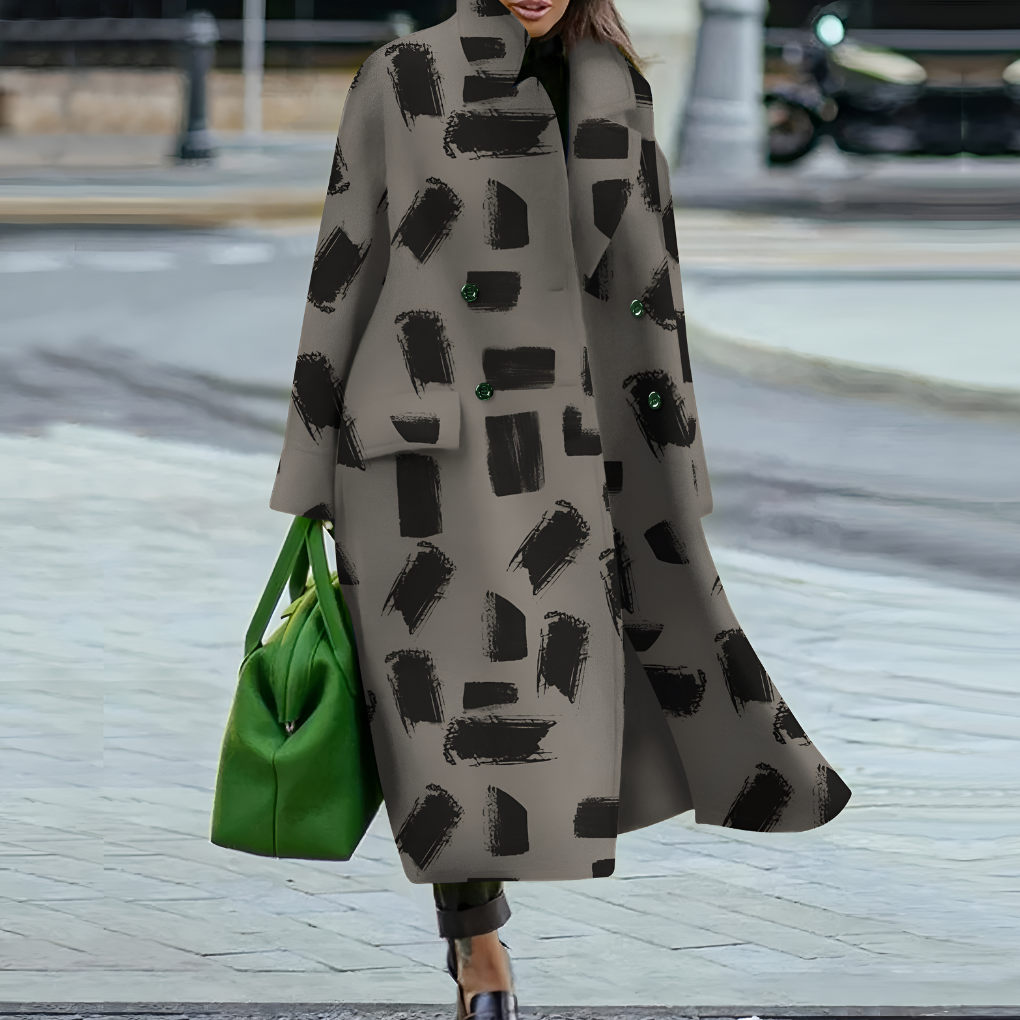 Double Breasted Longline Coat – Stand Collar Oversized Fit