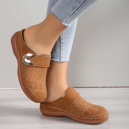 Women's Slip-On Mule Clogs – Cushioned Insole with Buckle Detail