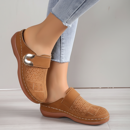 Women's Slip-On Mule Clogs – Cushioned Insole with Buckle Detail