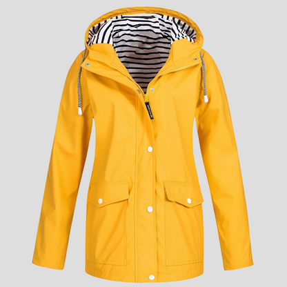 Women's Waterproof Rain Jacket with Hood – Windproof Polyester Outdoor Coat