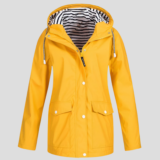 Women's Waterproof Rain Jacket with Hood – Windproof Polyester Outdoor Coat