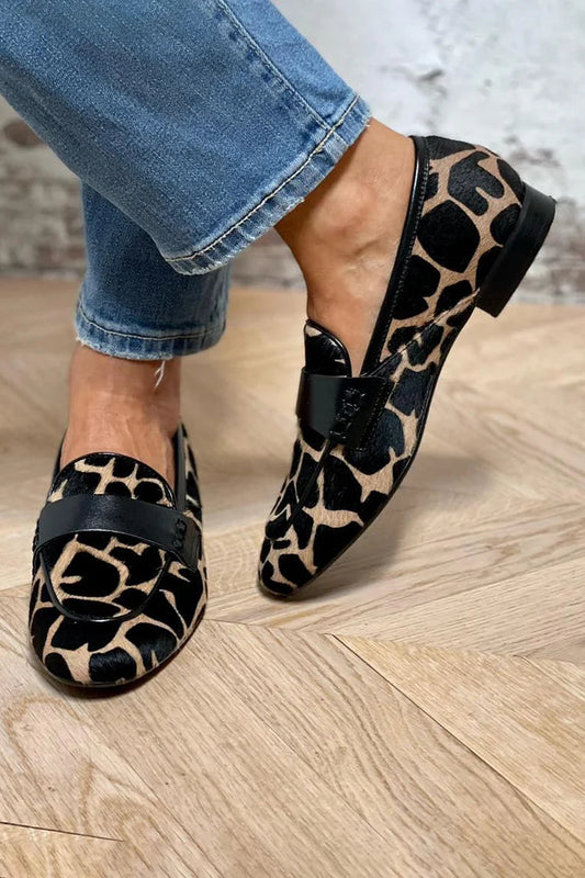 Animal Print Flat Loafers – Women's Slip-On Penny Loafer Flats
