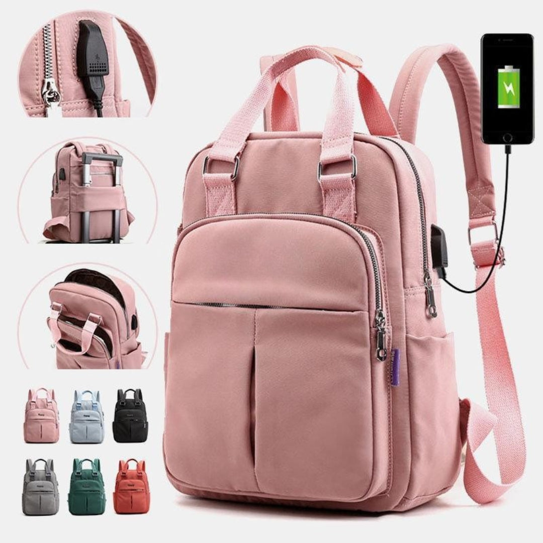 Water-Resistant Oxford Backpack – USB Charging Port Multifunction Daypack