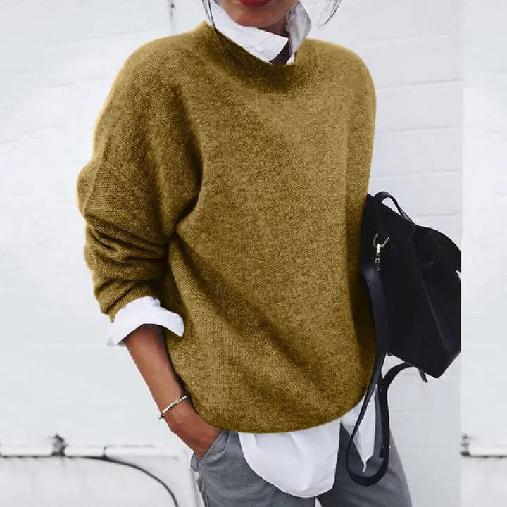 Oversized Crewneck Knit Sweater – Long Sleeve Pullover Casual Fit
