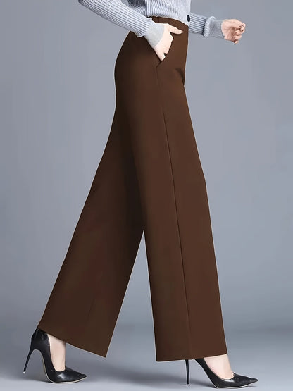 Wide-Leg Dress Pants – High-Waisted Tailored Trousers with Pockets