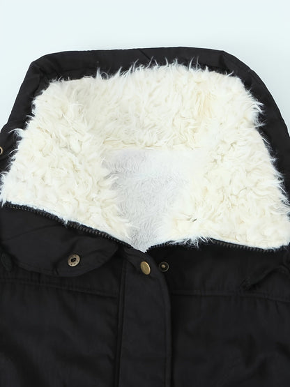Fleece-Lined Hooded Parka – Women's Drawstring Waist Winter Coat