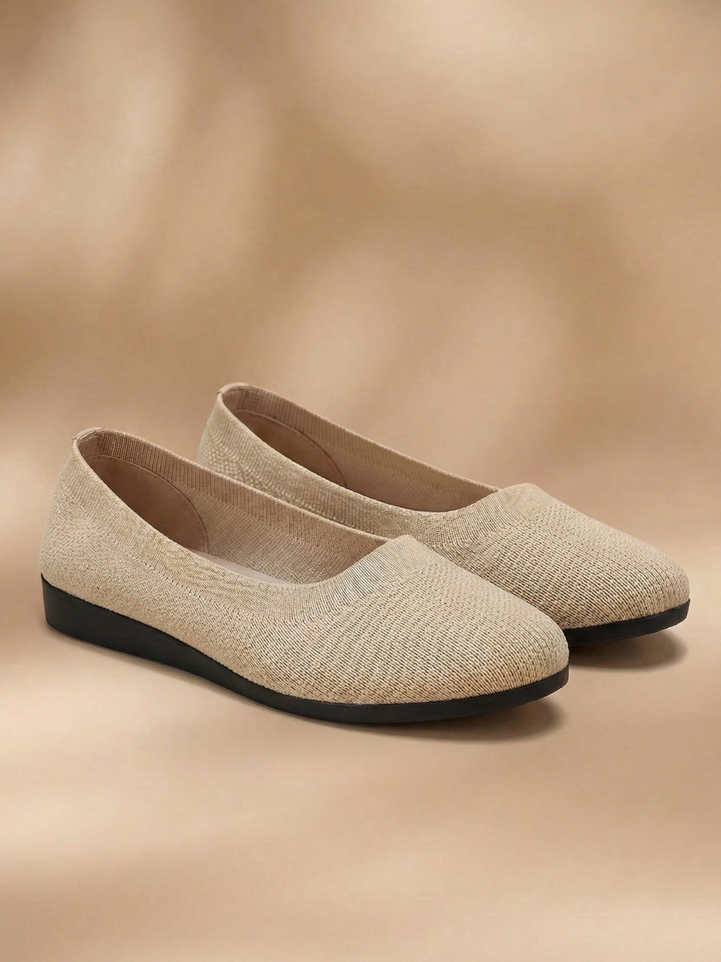 Knit Slip-On Ballet Flats – Round Toe Cushioned Everyday Flats