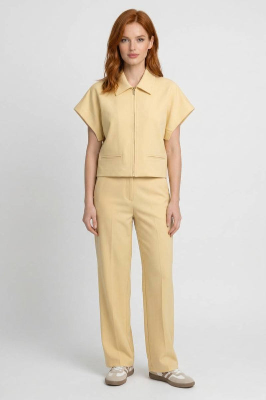 Wide Leg Trouser Co-Ord Set – Zip Jacket Two Piece