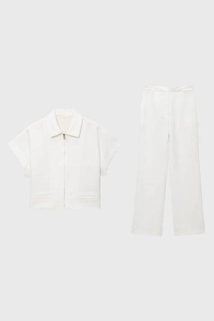 Wide Leg Trouser Co-Ord Set – Zip Jacket Two Piece