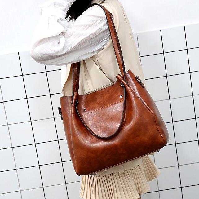 Leather-Look Tote Bag Set – 3-Piece Crossbody Shoulder Bag and Wallet