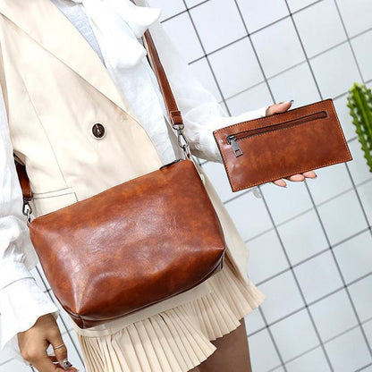 Leather-Look Tote Bag Set – 3-Piece Crossbody Shoulder Bag and Wallet