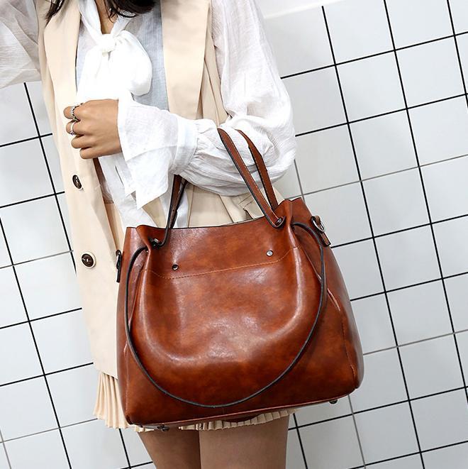 Leather-Look Tote Bag Set – 3-Piece Crossbody Shoulder Bag and Wallet