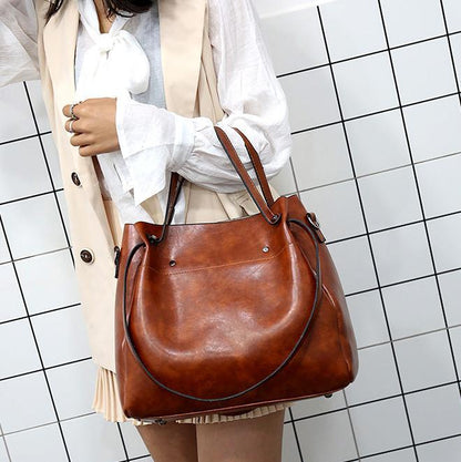 Leather-Look Tote Bag Set – 3-Piece Crossbody Shoulder Bag and Wallet
