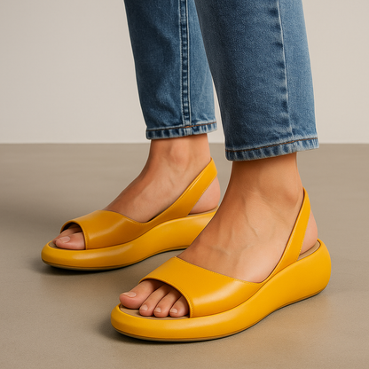 Open Toe Platform Slingback Sandals – Cushioned Wedge Summer Sandals