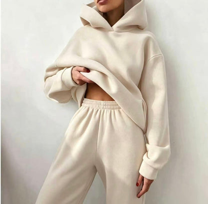Oversized Hoodie Sweatsuit Set – Two-Piece Pullover Hoodie and Wide-Leg Sweatpants