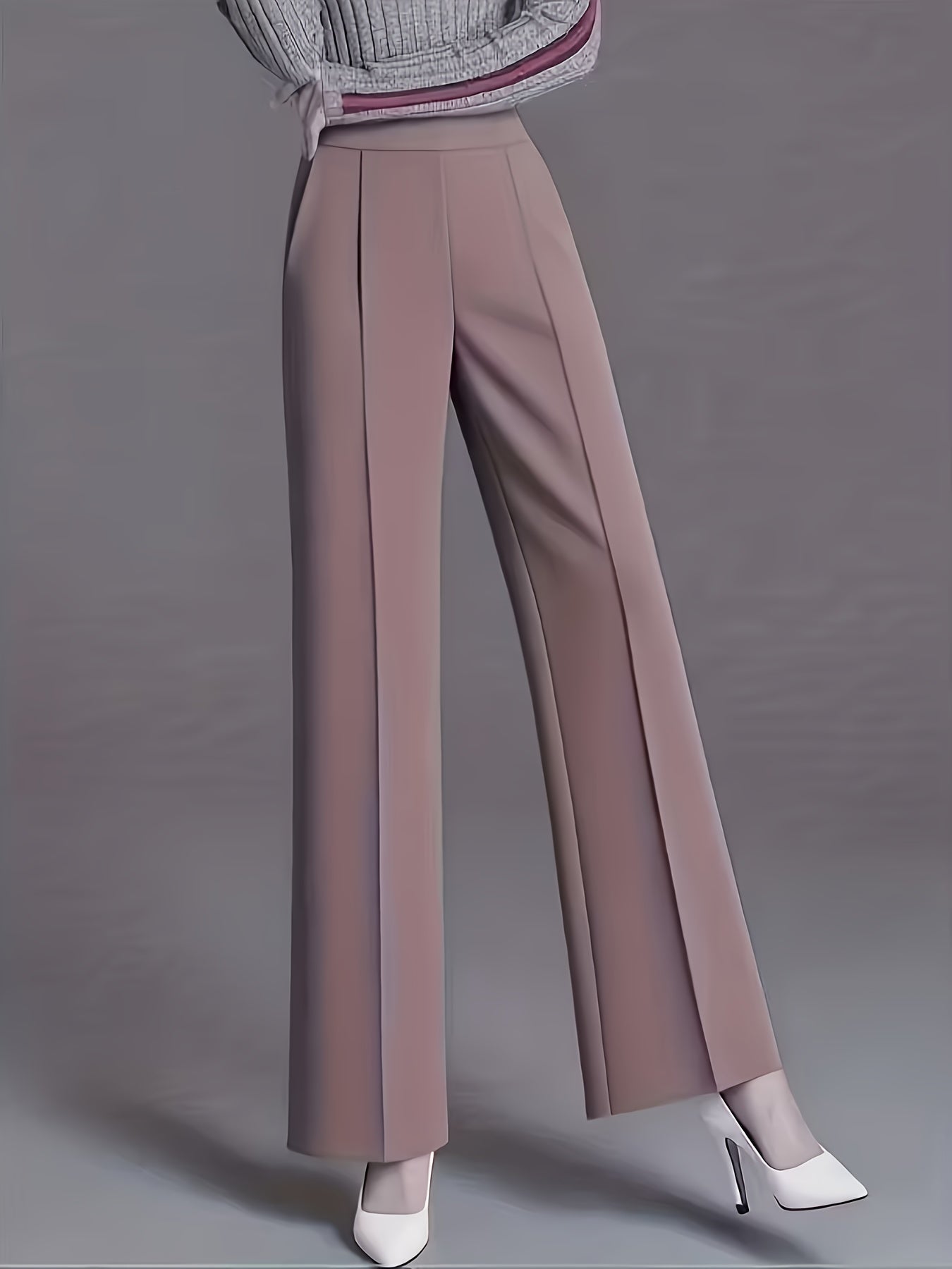 Wide-Leg Dress Pants – High-Waisted Tailored Trousers with Pockets