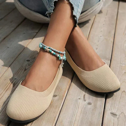Knit Slip-On Ballet Flats – Round Toe Cushioned Everyday Flats