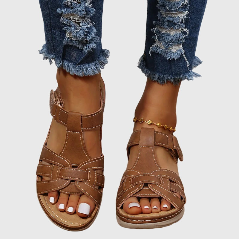 Woven Closed Toe Wedge Sandals – Velcro Ankle Strap Summer Sandals