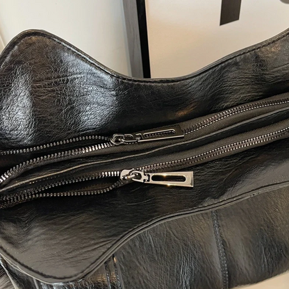 Vegan Leather Shoulder Bag – Large Multi-Pocket Crossbody Tote