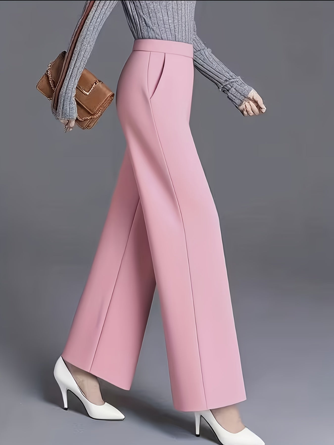 Wide-Leg Dress Pants – High-Waisted Tailored Trousers with Pockets