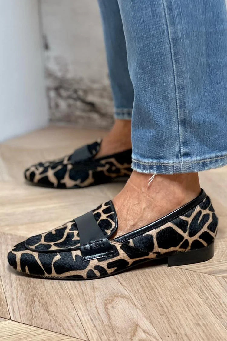 Animal Print Flat Loafers – Women's Slip-On Penny Loafer Flats