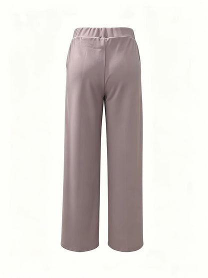 Wide-Leg Dress Pants – High-Waisted Tailored Trousers with Pockets