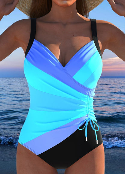 Women's One Piece Swimsuit – Wrap Front Ruched V-Neck Bathing Suit