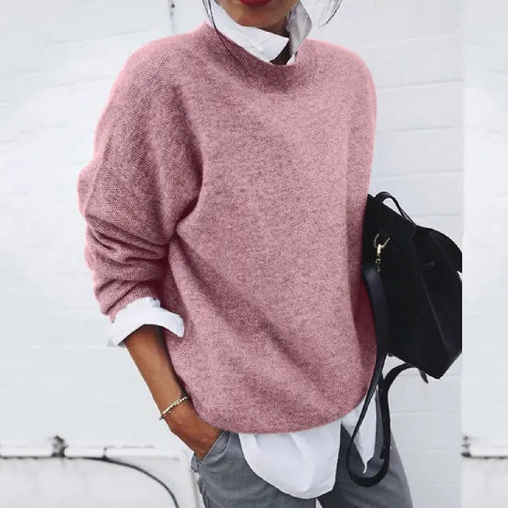 Oversized Crewneck Knit Sweater – Long Sleeve Pullover Casual Fit