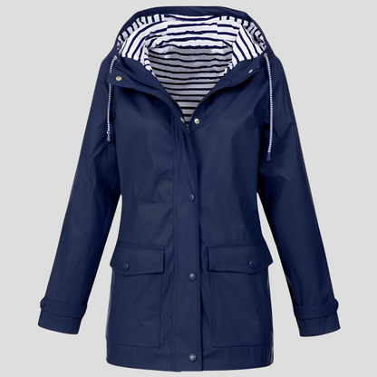 Women's Waterproof Rain Jacket with Hood – Windproof Polyester Outdoor Coat