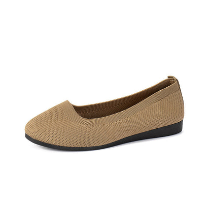 Knit Slip-On Ballet Flats – Round Toe Cushioned Everyday Flats