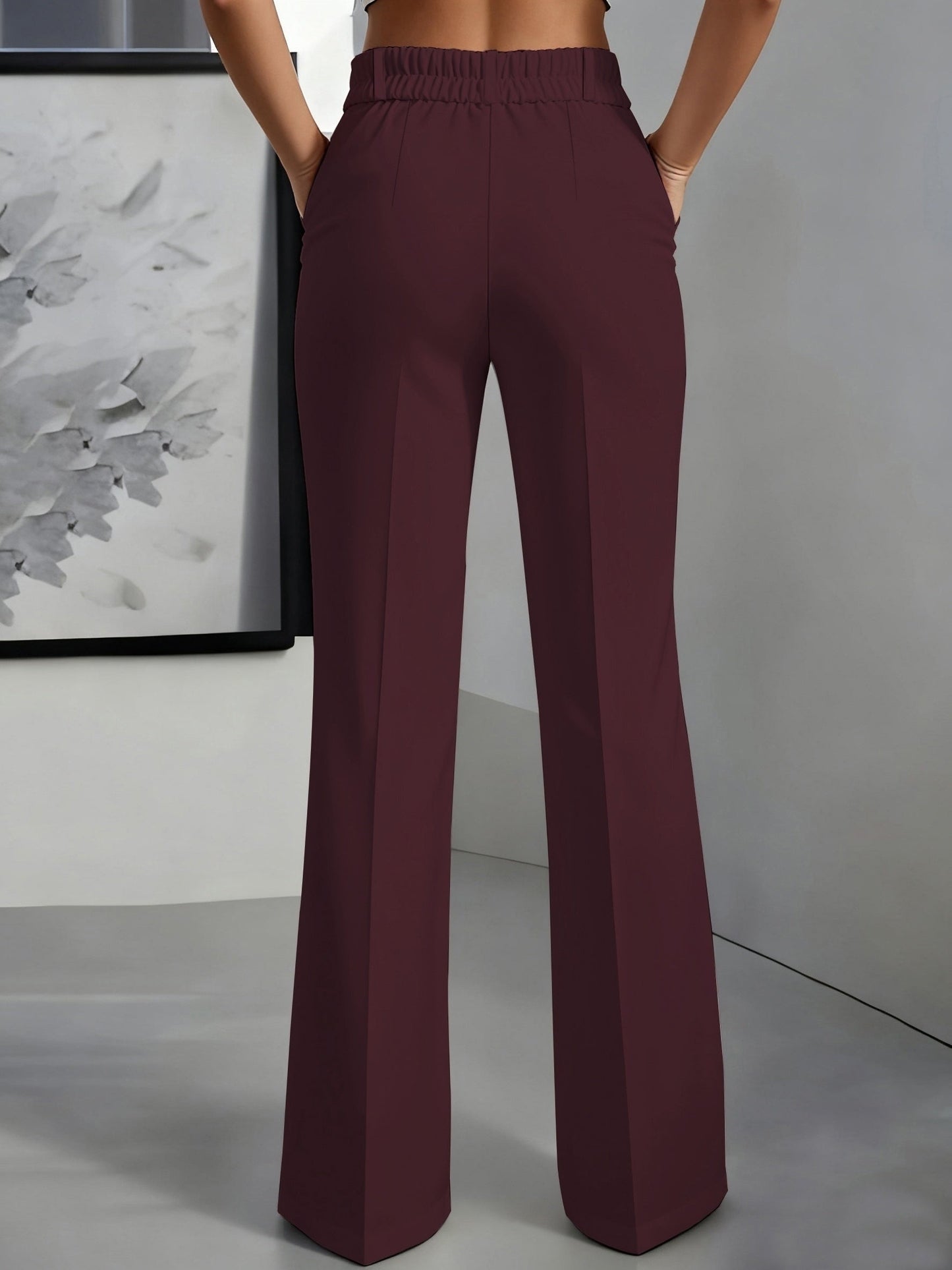 High-Waisted Wide-Leg Trousers – Tailored Creased Work Pants
