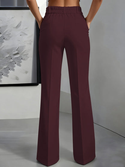 High-Waisted Wide-Leg Trousers – Tailored Creased Work Pants
