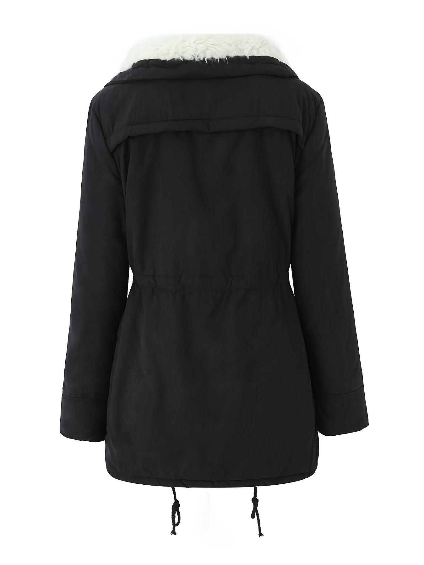 Fleece-Lined Hooded Parka – Women's Drawstring Waist Winter Coat
