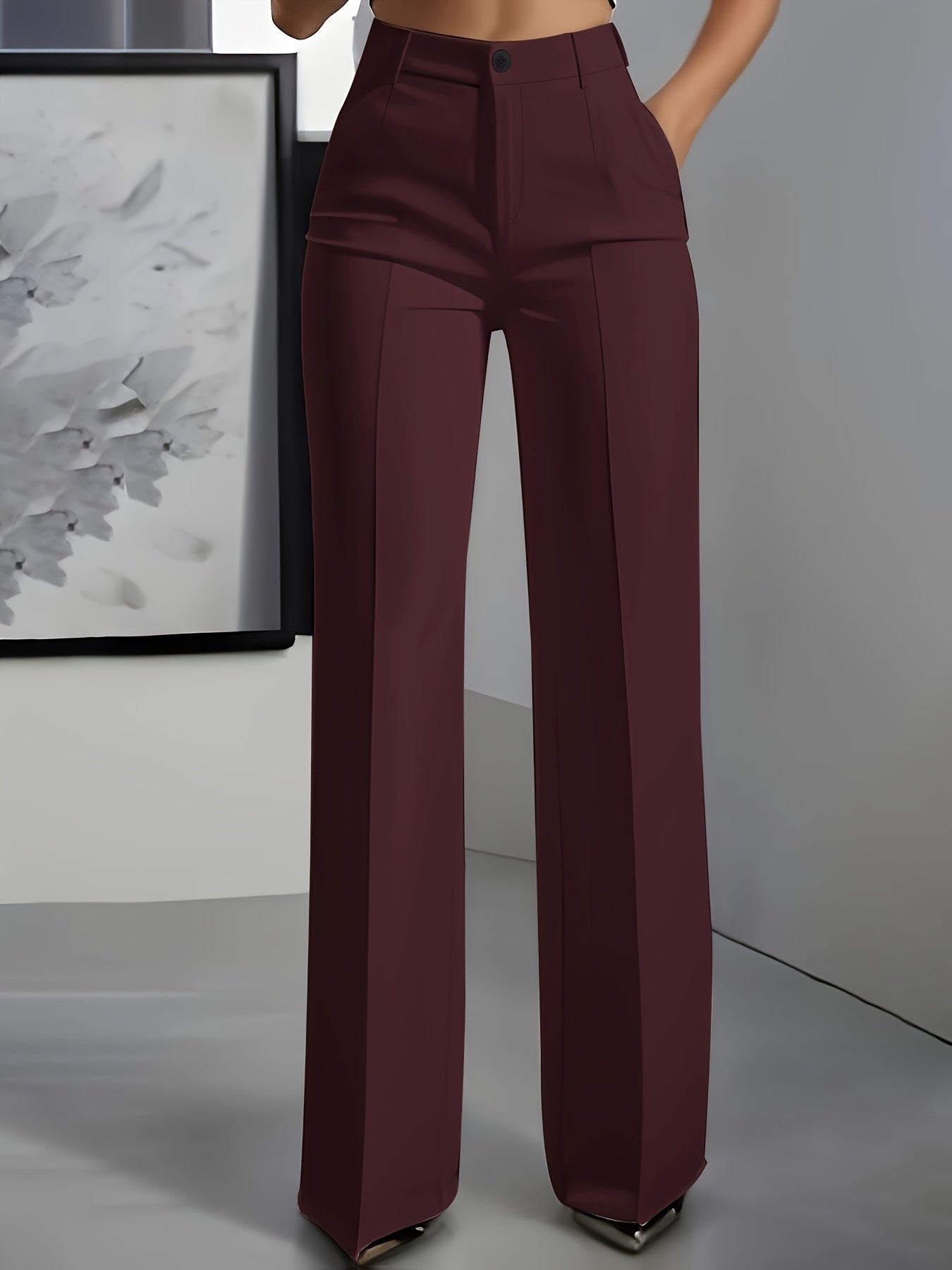 High-Waisted Wide-Leg Trousers – Tailored Creased Work Pants