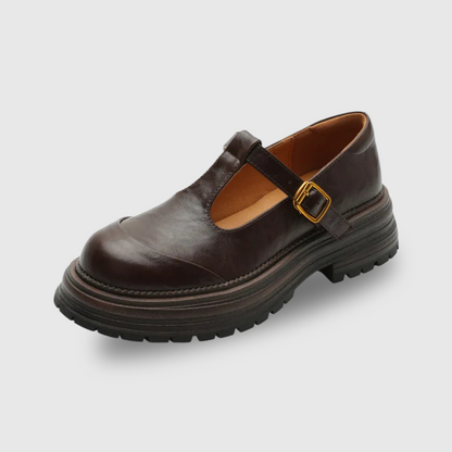 Leather T-Bar Platform Mary Jane Shoes – Round Toe Vintage Style