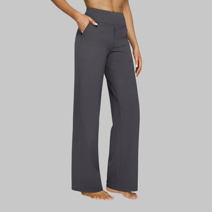 High-Waist Wide-Leg Stretch Pants – Soft Pull-On Trousers with Pockets