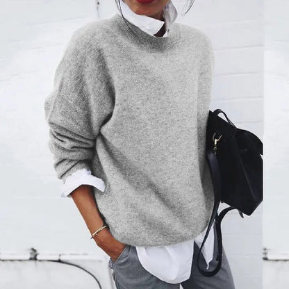 Oversized Crewneck Knit Sweater – Long Sleeve Pullover Casual Fit