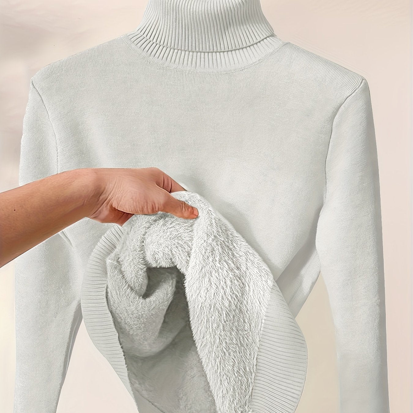 Fleece Lined Turtleneck Sweater – Slim Fit Knit Pullover