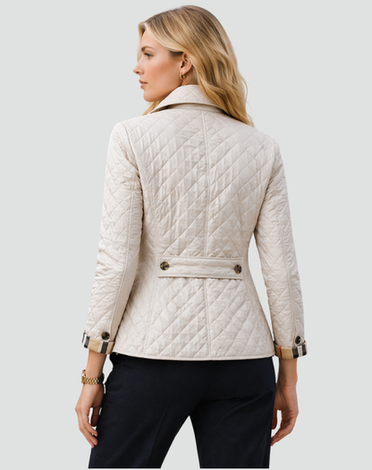 Diamond Quilted Jacket Women – Button-Front Lightweight Coat