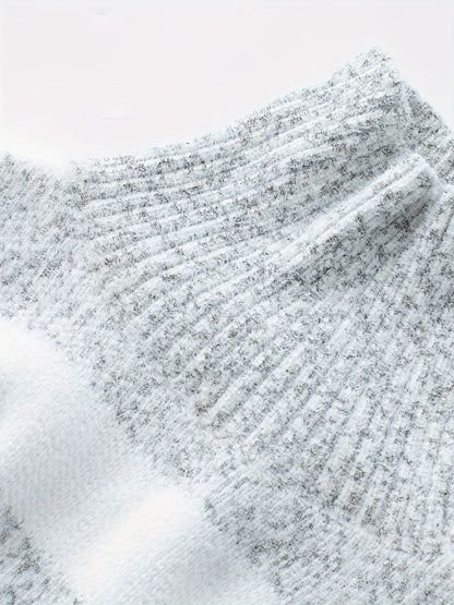 Striped Turtleneck Oversized Sweater – Plush Knit Pullover