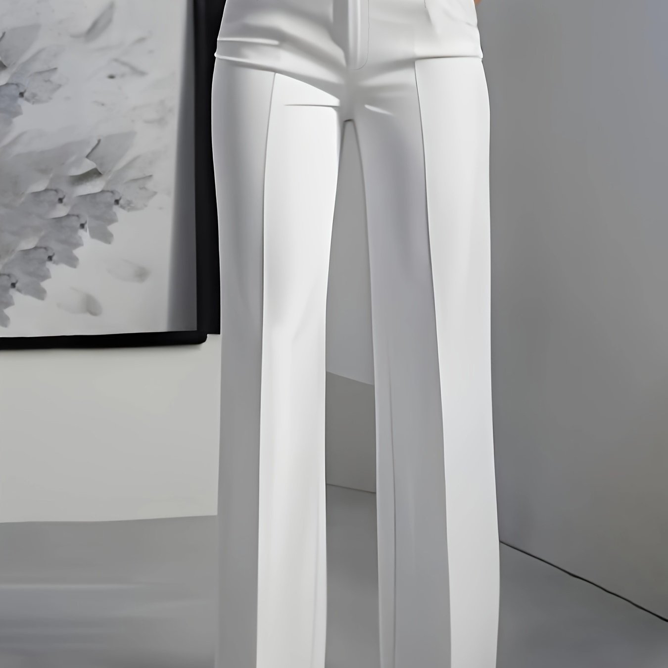 High-Waisted Wide-Leg Trousers – Tailored Creased Work Pants