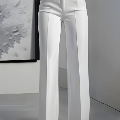 High-Waisted Wide-Leg Trousers – Tailored Creased Work Pants