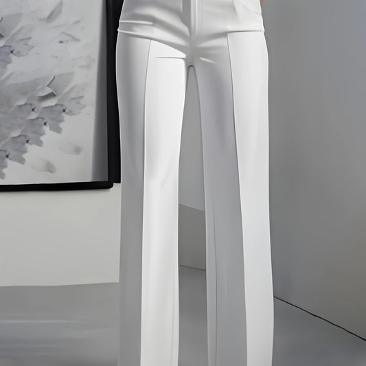 High-Waisted Wide-Leg Trousers – Tailored Creased Work Pants
