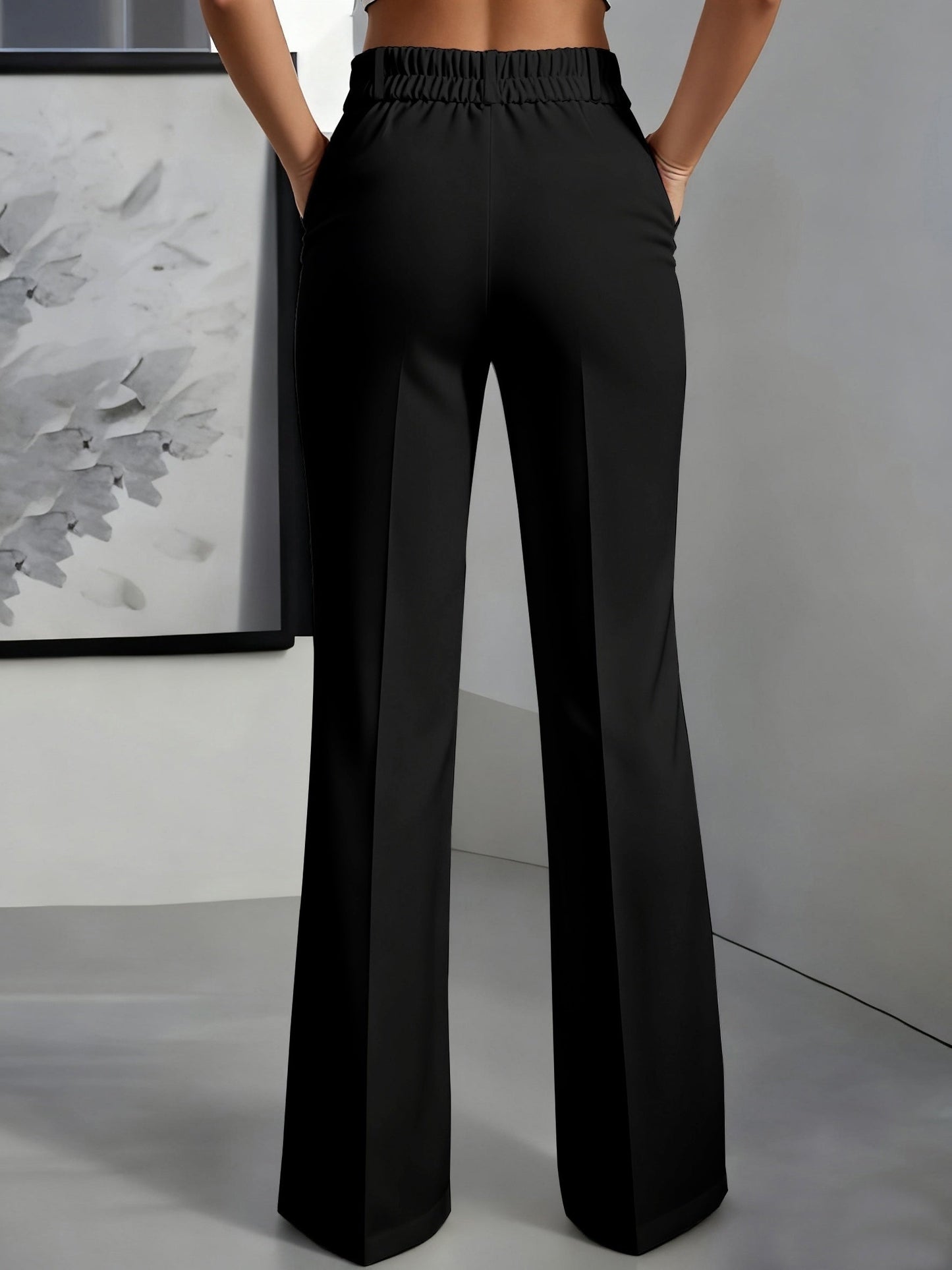 High-Waisted Wide-Leg Trousers – Tailored Creased Work Pants