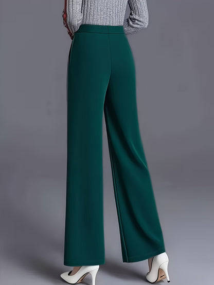 Wide-Leg Dress Pants – High-Waisted Tailored Trousers with Pockets
