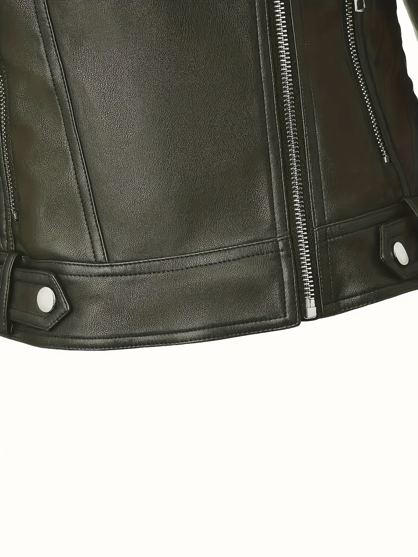 Faux Leather Moto Jacket – Asymmetric Zip Cropped Biker Jacket