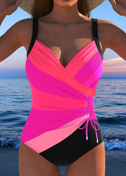 Women's One Piece Swimsuit – Wrap Front Ruched V-Neck Bathing Suit