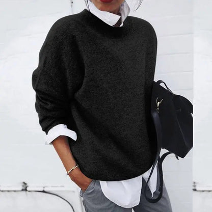 Oversized Crewneck Knit Sweater – Long Sleeve Pullover Casual Fit