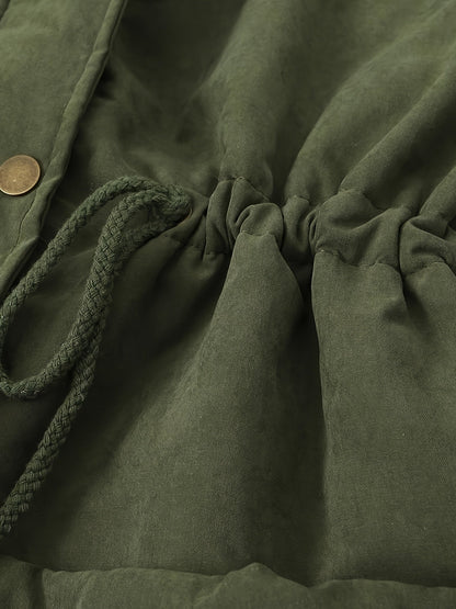 Fleece-Lined Hooded Parka – Women's Drawstring Waist Winter Coat